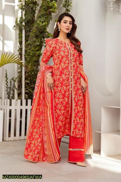 Safwa-Rsv-19-Rasberry Doria 3-Piece Printed Unstitched Lawn Suit