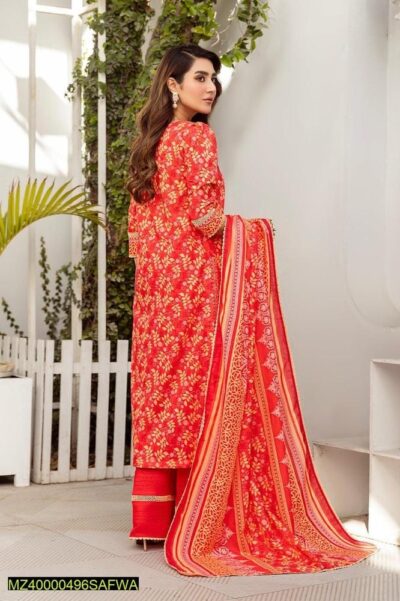 Safwa-Rsv-19-Rasberry Doria 3-Piece Printed Unstitched Lawn Suit