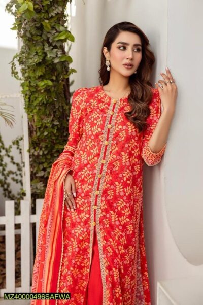 Safwa-Rsv-19-Rasberry Doria 3-Piece Printed Unstitched Lawn Suit