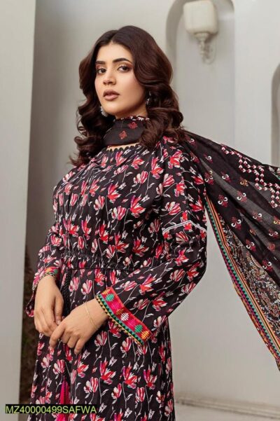 Safwa-Rsv-22-Rasberry Doria 3-Piece Printed Unstitched Lawn Suit