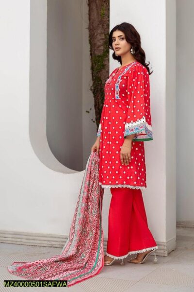 Safwa-Rsv-24-Rasberry Doria 3-Piece Printed Unstitched Lawn Suit