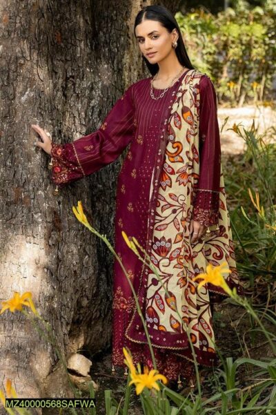 Spn-09-Safwa Spinel 3 Pcs Unstitched Embroidered Suit