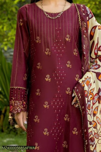 Spn-09-Safwa Spinel 3 Pcs Unstitched Embroidered Suit