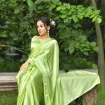 Women's Unstitched Silk Plain Saree-Green