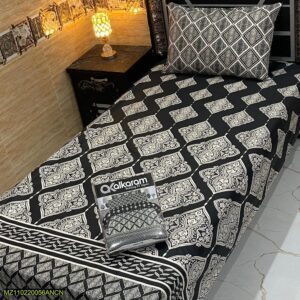 alkaram 4 Pcs Cotton Mix Printed Single Bedsheet