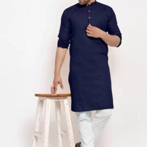 2 Pcs Men's Stitched Cotton Plain Kurta Pajama