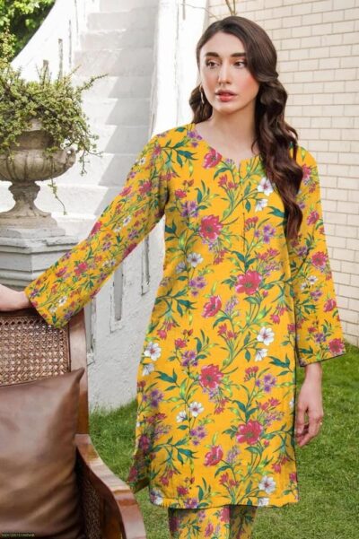 2 Pcs Women's Unstitched Dhanak Printed Suit