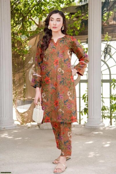 2 Pcs Women's Unstitched Dhanak Printed Suit