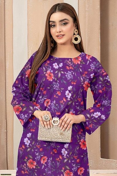 2 Pcs Women's Unstitched Dhanak Printed Suit