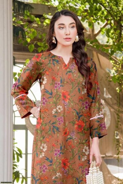 2 Pcs Women's Unstitched Dhanak Printed Suit