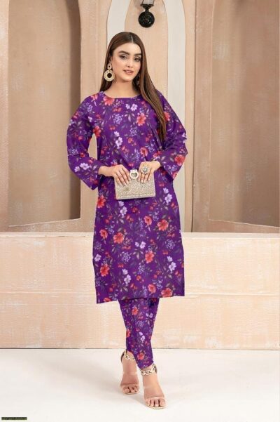 2 Pcs Women's Unstitched Dhanak Printed Suit