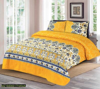 3 Pcs Cotton Double Bedsheet - Edor24 Collection