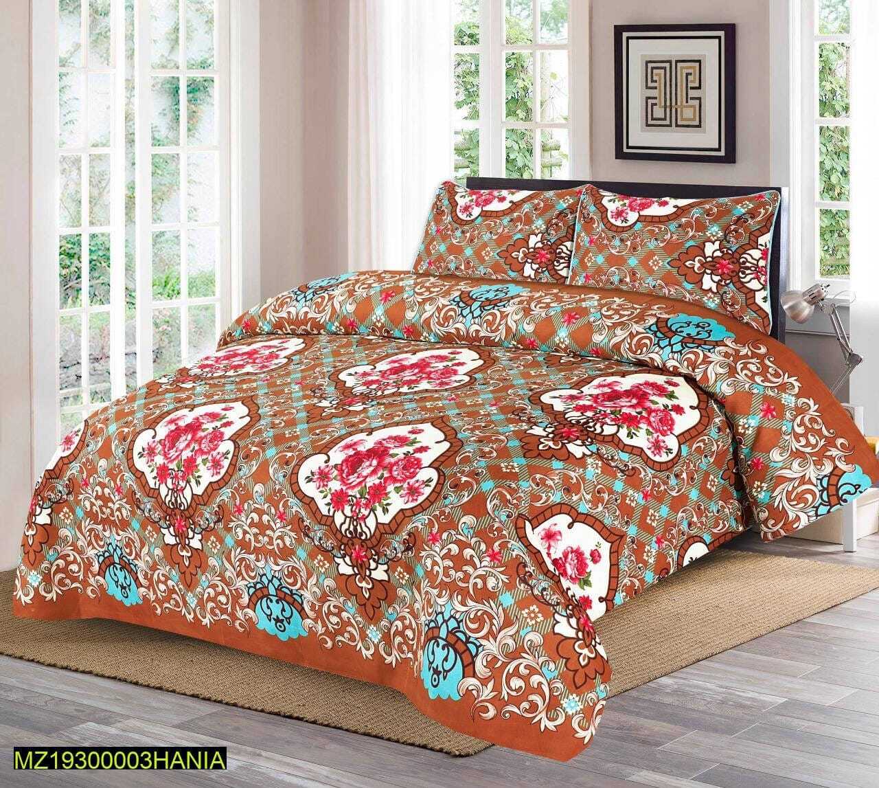 3 Pcs Cotton Double Bedsheet