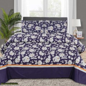 3 Pcs Cotton Printed Double Bedsheet -Comfortable