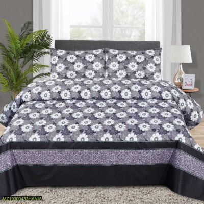 3 Pcs Cotton Printed Double Bedspread