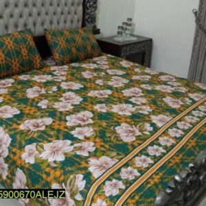 3 Pcs Cotton Sotton Patch Work Double Bedsheet