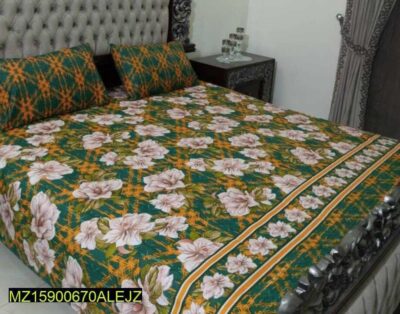 3 Pcs Cotton Sotton Patch Work Double Bedsheet