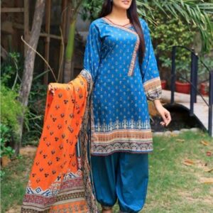 Amna. B Bronze 3 Pcs Women's Unstitched Lawn Printed Suit