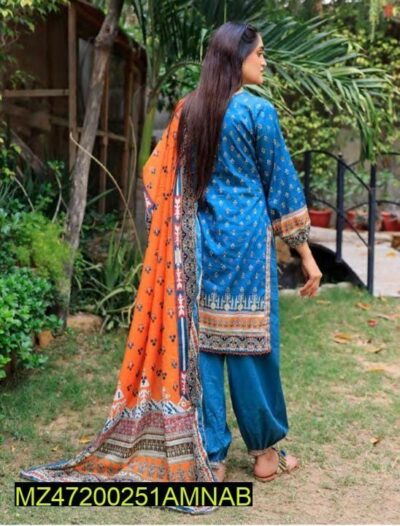 Amna. B Bronze 3 Pcs Women's Unstitched Lawn Printed Suit