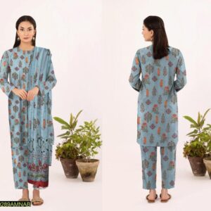 Amna.B-3 Pcs Women's Unstitched Lawn Printed Suit