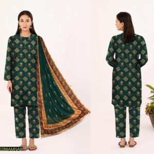 Amna.B-3 Pcs Women's Unstitched Lawn Printed Suit