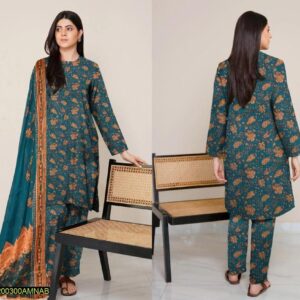 Amna.B-3 Pcs Women's Unstitched Lawn Printed Suit