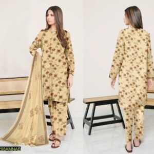 Amna.B-3 Pcs Women's Unstitched Lawn Printed Suit