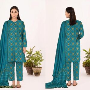 Amna.B-3 Pcs Women's Unstitched Lawn Printed Suit