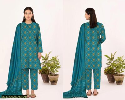 Amna.B-3 Pcs Women's Unstitched Lawn Printed Suit