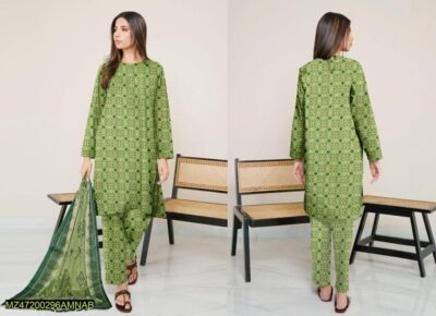 Amna.B-3 Pcs Women's Unstitched Lawn Printed Suit