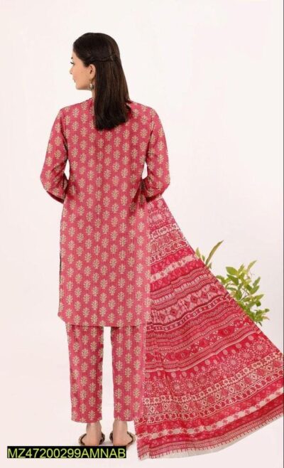 Amna.B-3 Pcs Women's Unstitched Lawn Printed Suit