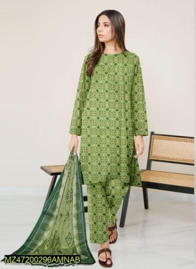 Amna.B-3 Pcs Women's Unstitched Lawn Printed Suit