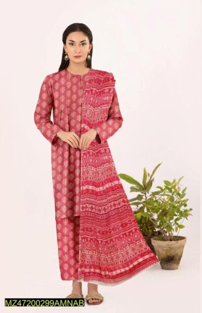 Amna.B-3 Pcs Women's Unstitched Lawn Printed Suit