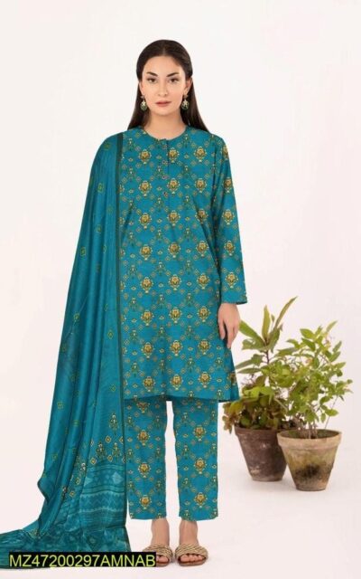 Amna.B-3 Pcs Women's Unstitched Lawn Printed Suit