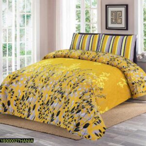 Best Quality 3 Pcs Cotton Printed Double Bedsheet