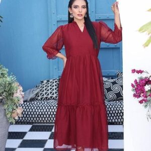 Nazmina Flary Long Maroon Frock (Fr-614N)