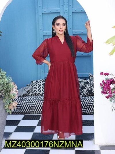 Nazmina Flary Long Maroon Frock (Fr-614N)