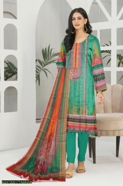 Tunzaib by Amna.B 3 Pcs Women's Unstitched Lawn Printed Suit