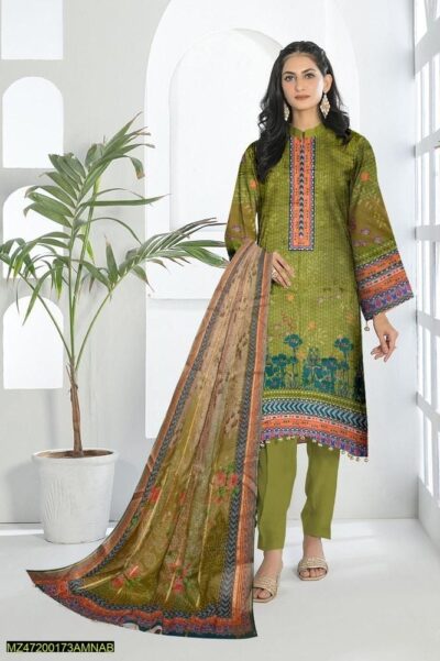 Tunzaib by Amna.B 3 Pcs Women's Unstitched Lawn Printed Suit