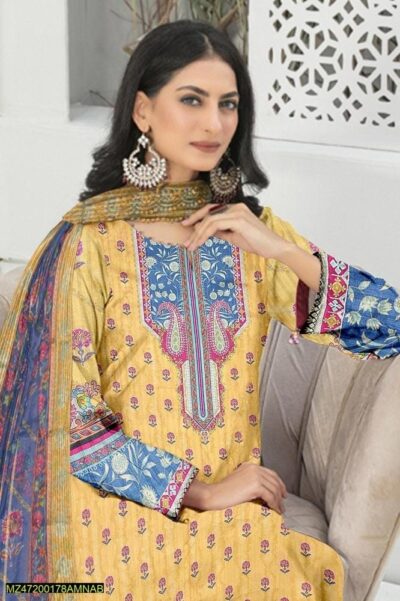 Tunzaib by Amna.B 3 Pcs Women's Unstitched Lawn Printed Suit