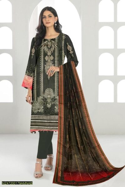 Tunzaib by Amna.B 3 Pcs Women's Unstitched Lawn Printed Suit