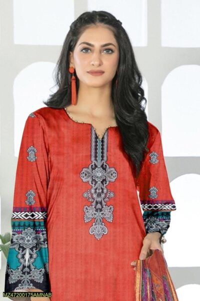 Tunzaib by Amna.B 3 Pcs Women's Unstitched Lawn Printed Suit