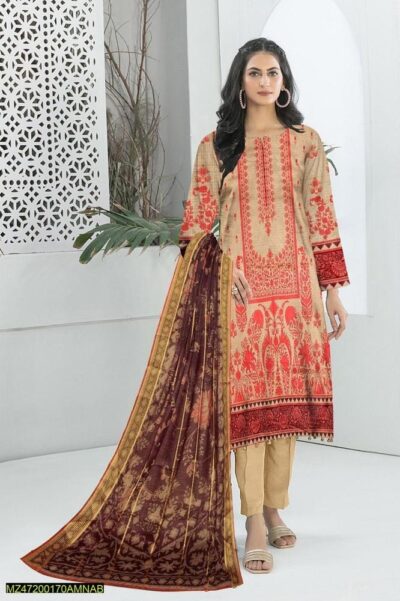 Tunzaib by Amna.B 3 Pcs Women's Unstitched Lawn Printed Suit