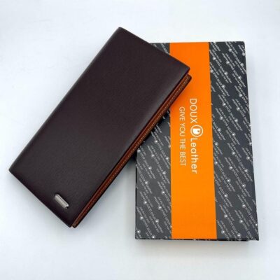 Men's Leather Textured Bi-Fold Long Wallet