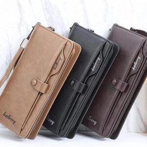 Men's Leather Zipper Card Holder, Chocolate