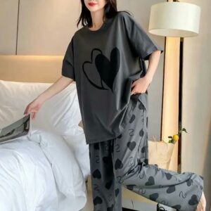 2 Pcs Women's Stitched Cotton Jersey Printed Night Suit