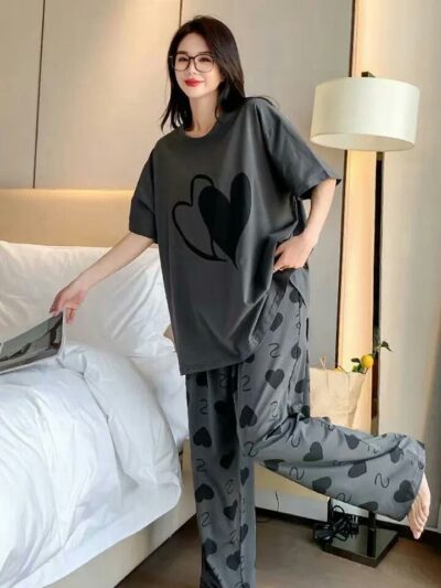 2 Pcs Women's Stitched Cotton Jersey Printed Night Suit