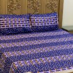 3 Pcs Cotton Patchwork Double Bedsheet-Blue