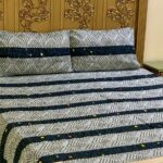 3 Pcs Cotton Patchwork Double Bedsheet - Grey