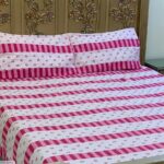 3 Pcs Cotton Patchwork Double Bedsheet-Pink